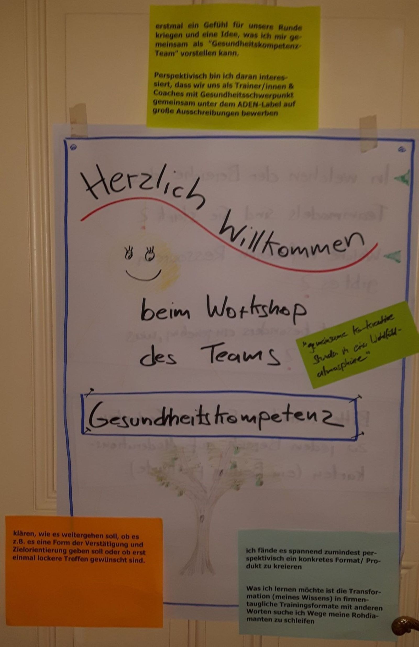 Willkommensplakat zum Workshop ADEN Gesundheitskompetenzteam